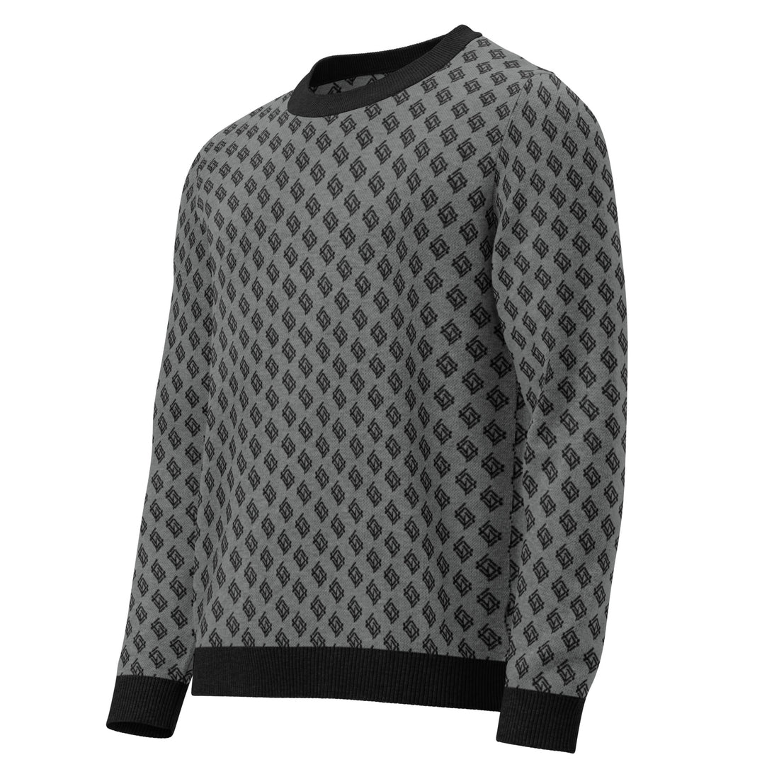 Jersey clásico de punto con cuello redondo negro y gris