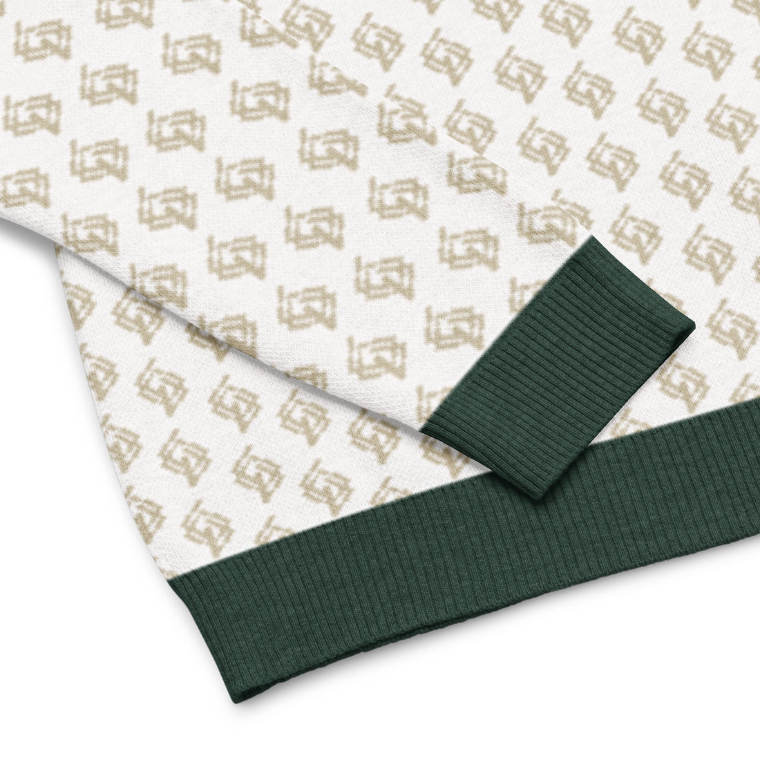 Jersey clásico de punto con cuello redondo blanco y verde