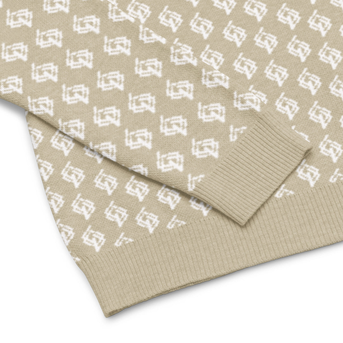 Jersey clásico de punto con cuello redondo beige y blanco