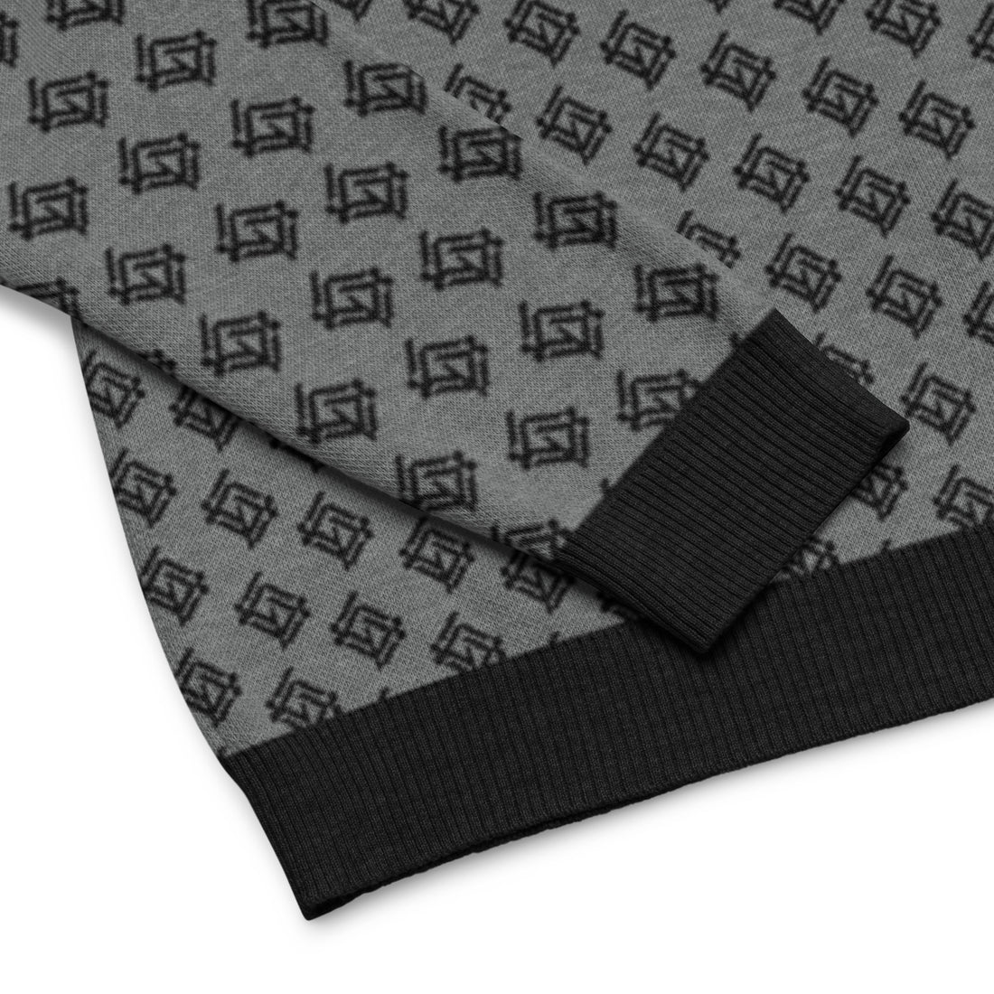 Jersey clásico de punto con cuello redondo negro y gris