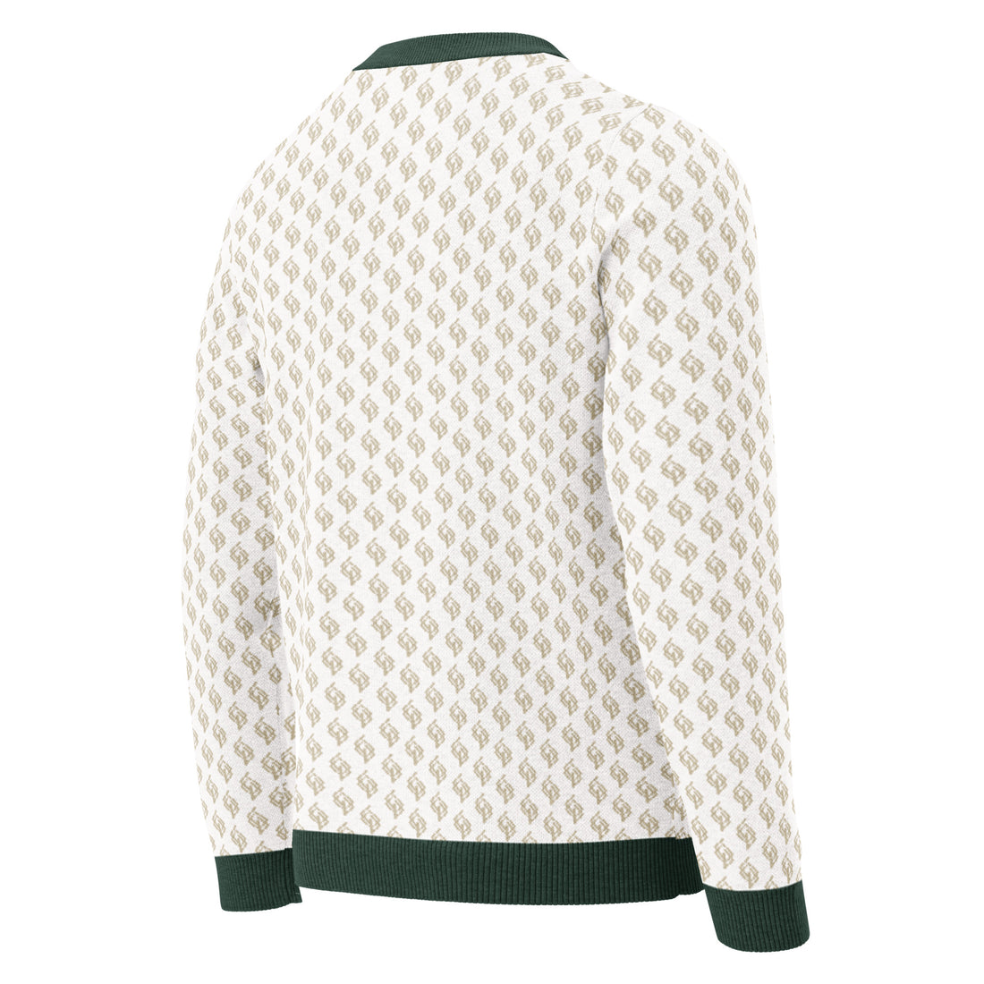 Jersey clásico de punto con cuello redondo blanco y verde