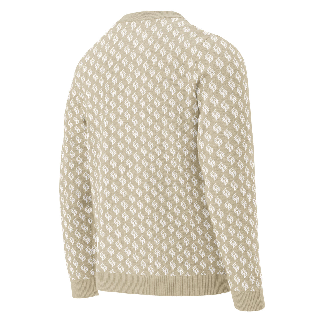 Jersey clásico de punto con cuello redondo beige y blanco