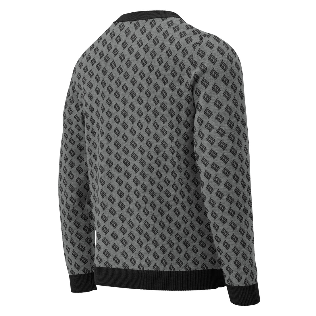 Jersey clásico de punto con cuello redondo negro y gris
