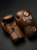 Guantes de boxeo Element marrón vintage, vista del dorso y la palma