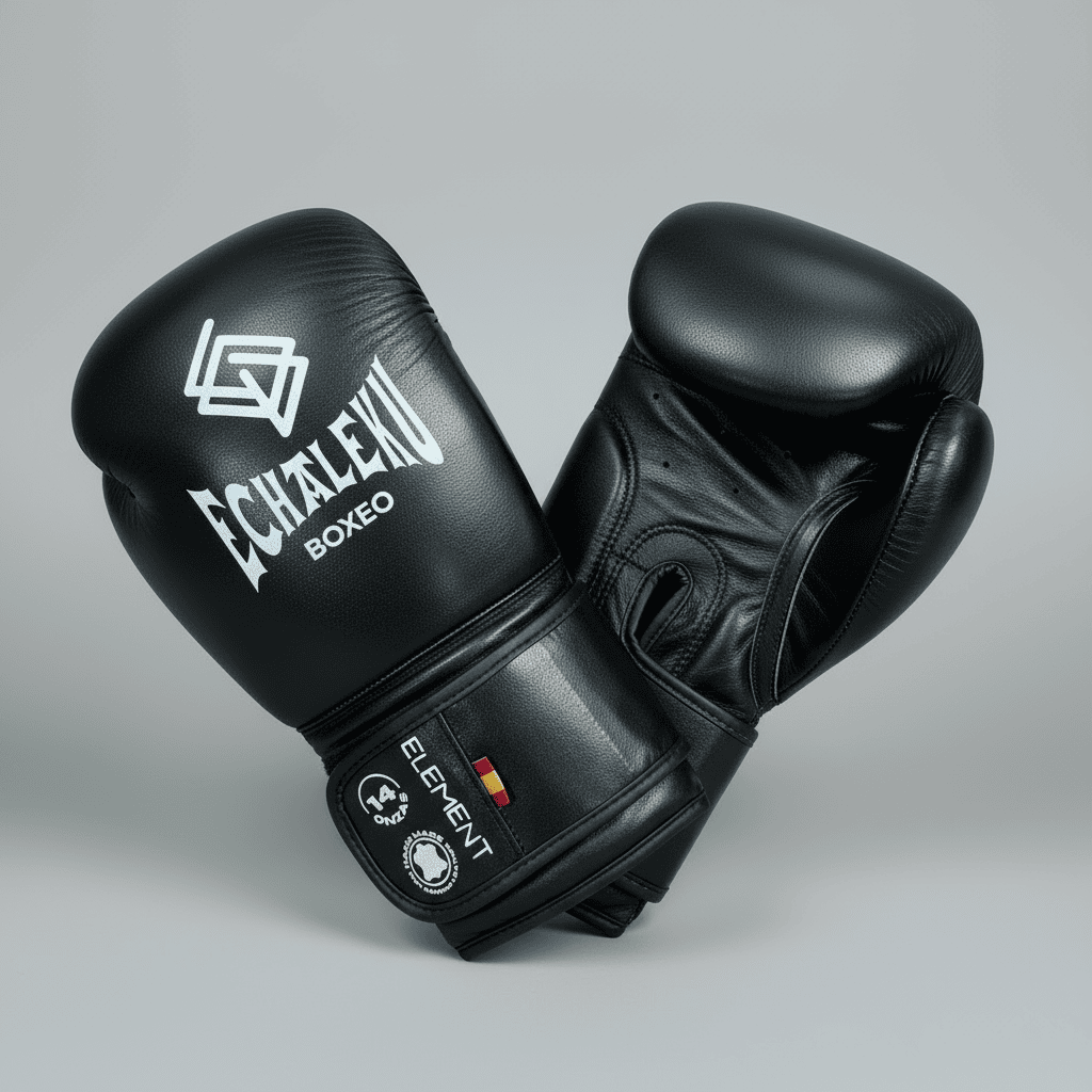 GUANTES PREMIUM ELEMENT ENTRENAMIENTO BOXEO AMATEUR: Negro y Plateado