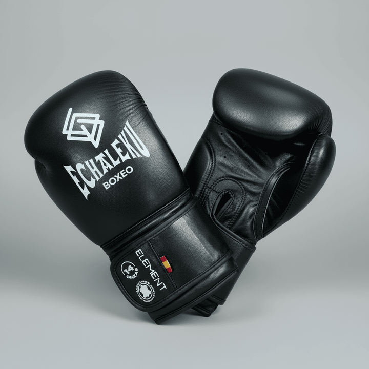 GUANTES PREMIUM ELEMENT ENTRENAMIENTO BOXEO AMATEUR: Negro y Plateado