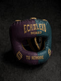Casco de boxeo de barra personalizado Echaleku Boxeo ciruela y petróleo con TU NOMBRE