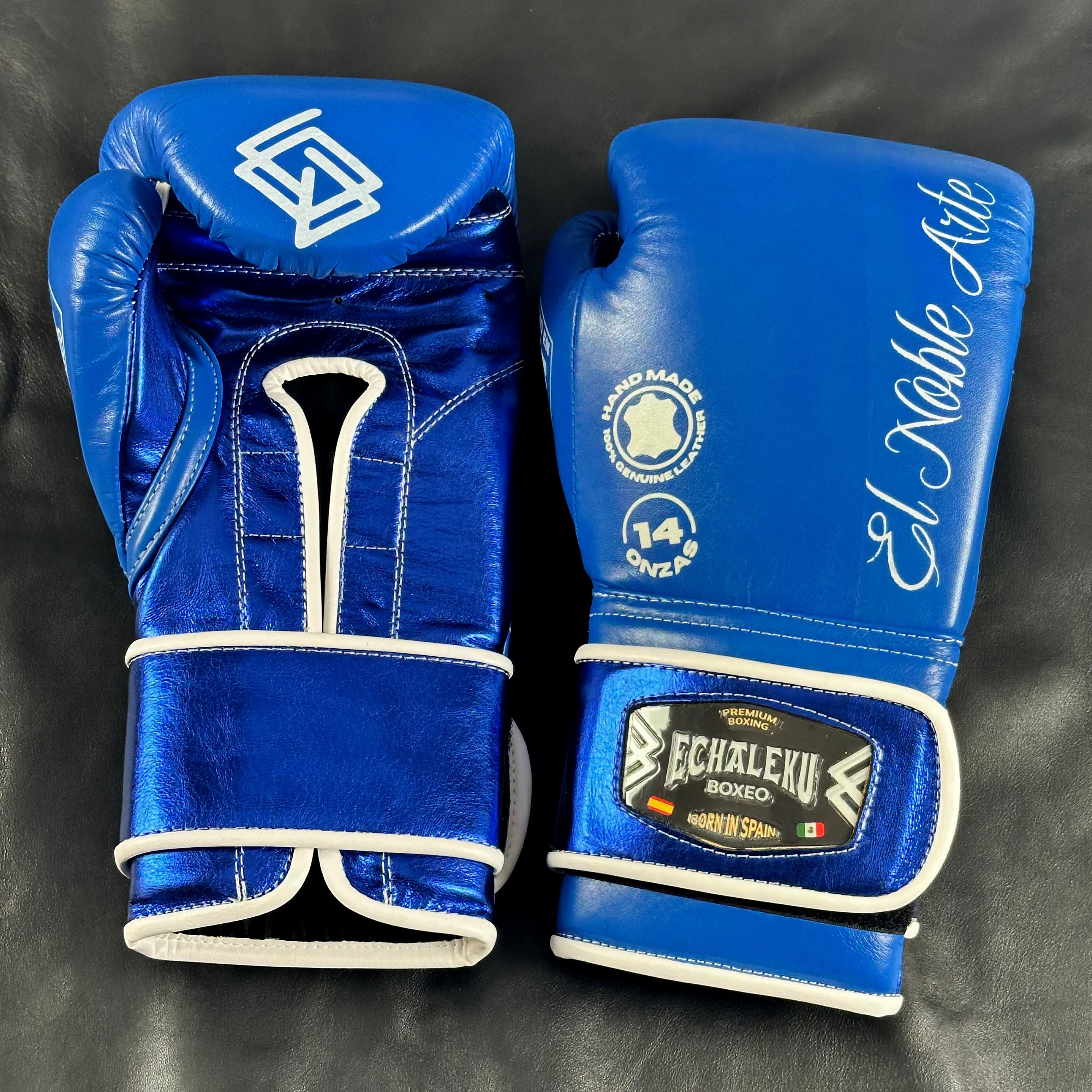 Guantes de boxeo Guanajuato Cantera Azul de Echaleku Boxeo, vista frontal y posterior