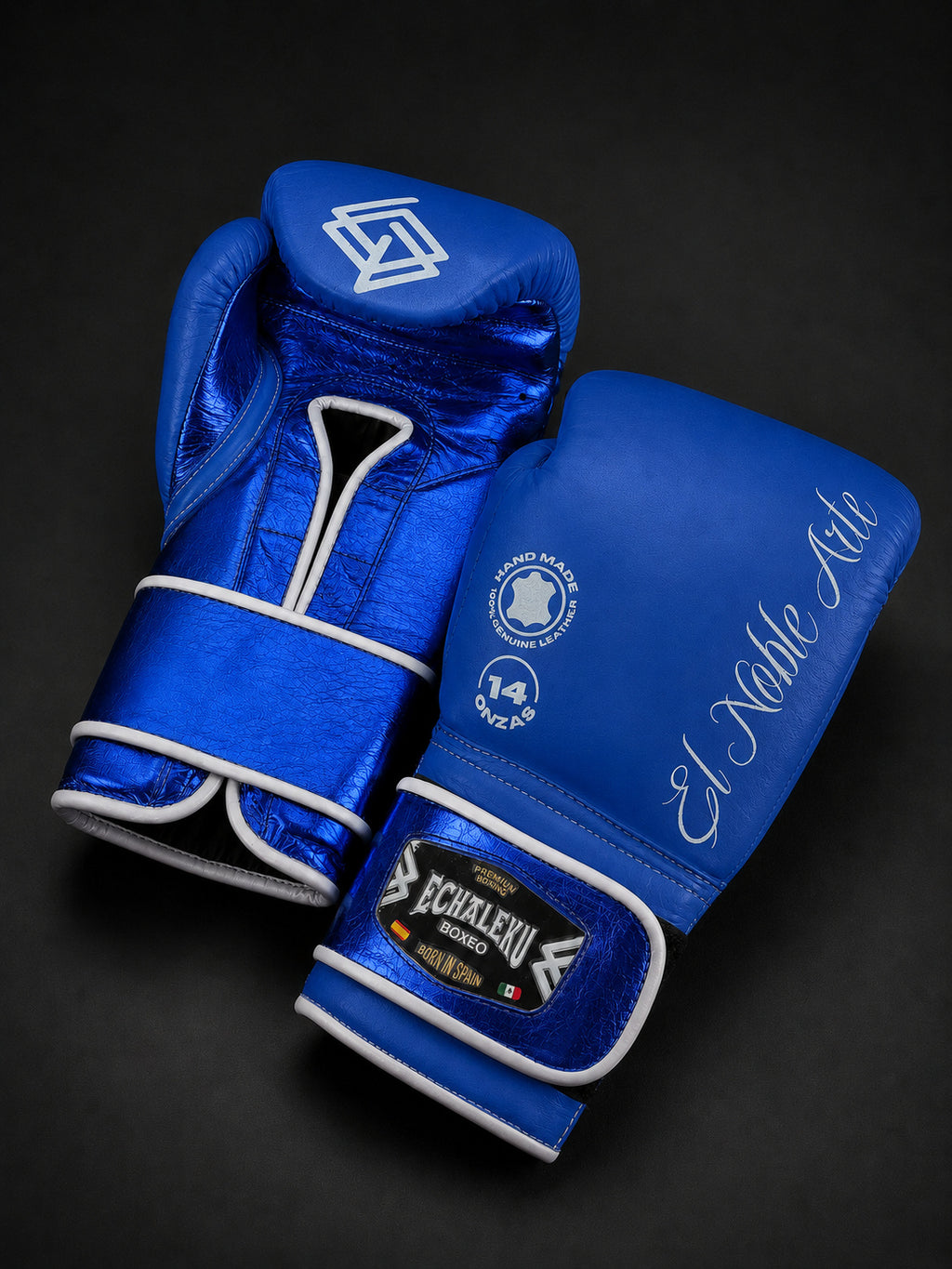 Guantes de boxeo Guanajuato Cantera Azul, vista del dorso y la palma
