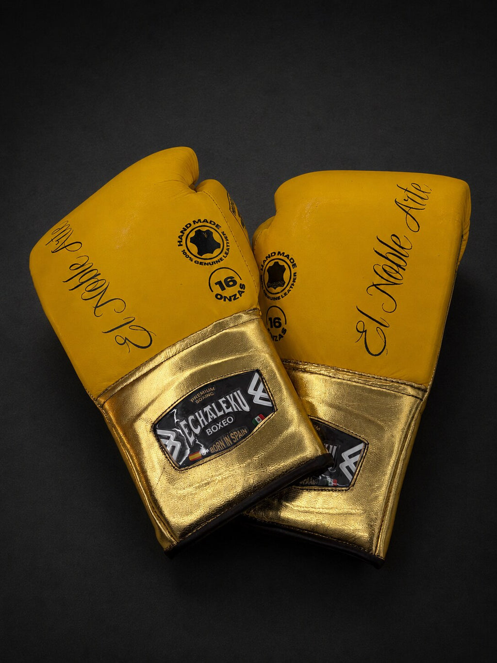 Guantes de boxeo de cuerdas Guanajuato Fachada Ocre, vista de los dorsos