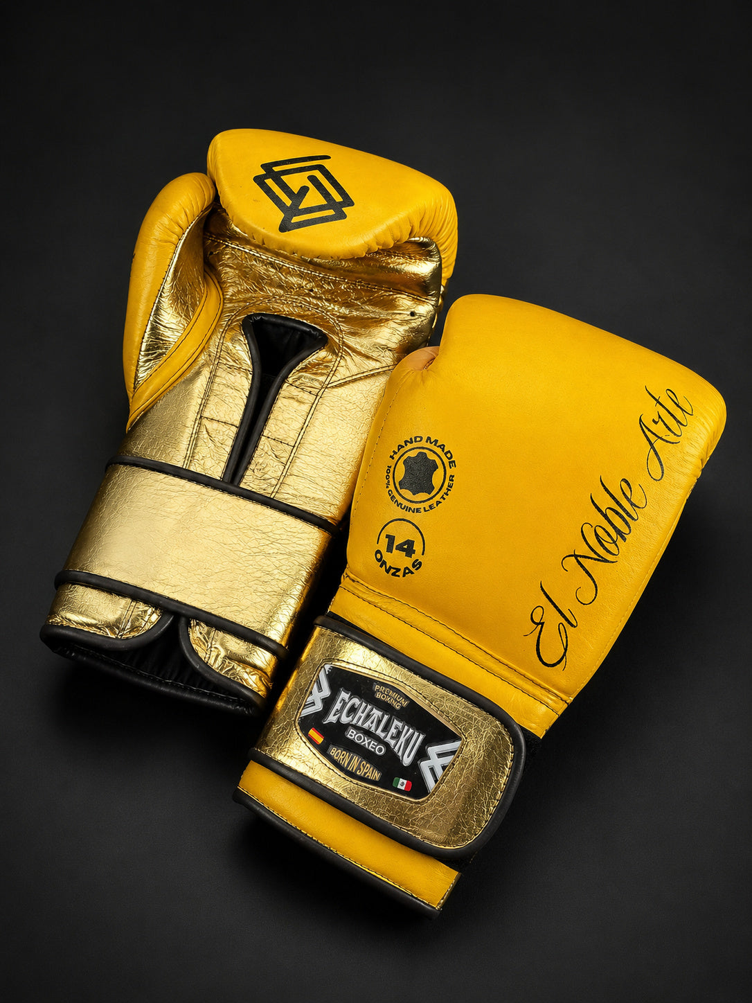 Guantes de boxeo Guanajuato Fachada Ocre, vista del dorso y la palma