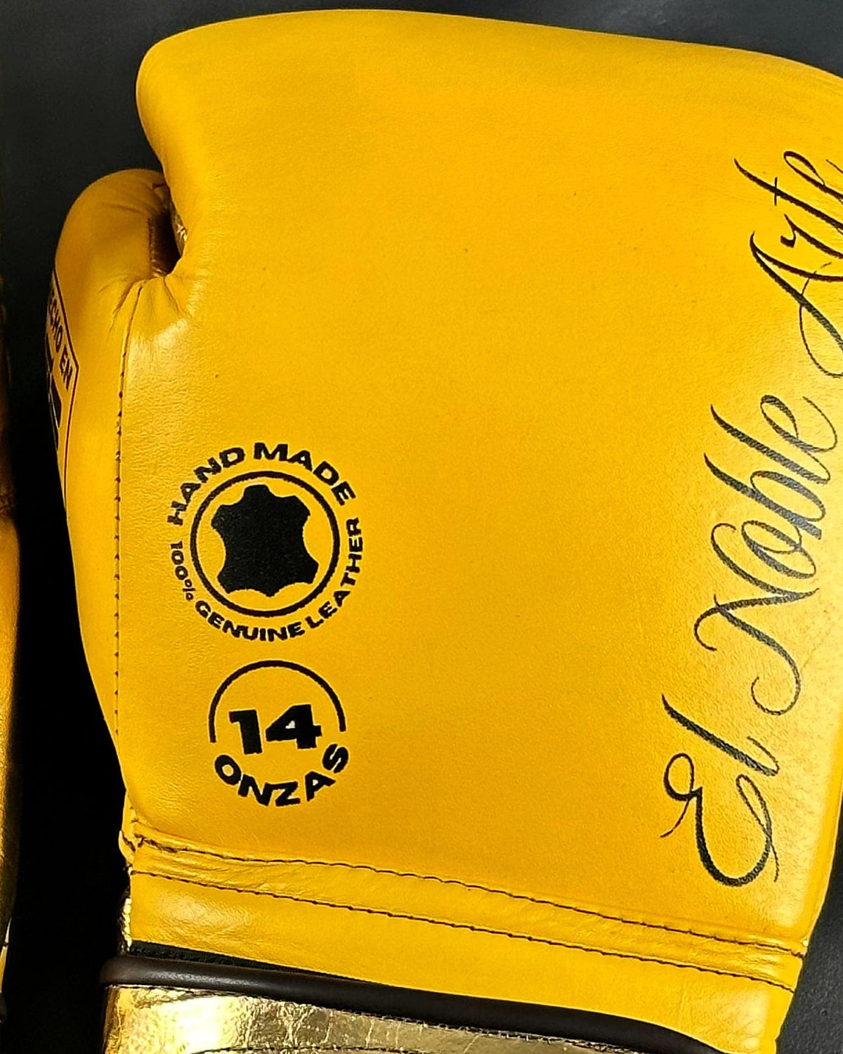 Detalle 1 de los guantes de boxeo Guanajuato Fachada Ocre de Echaleku Boxeo