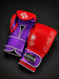 Guantes de boxeo Guanajuato Sangre Púrpura, vista del dorso y la palma