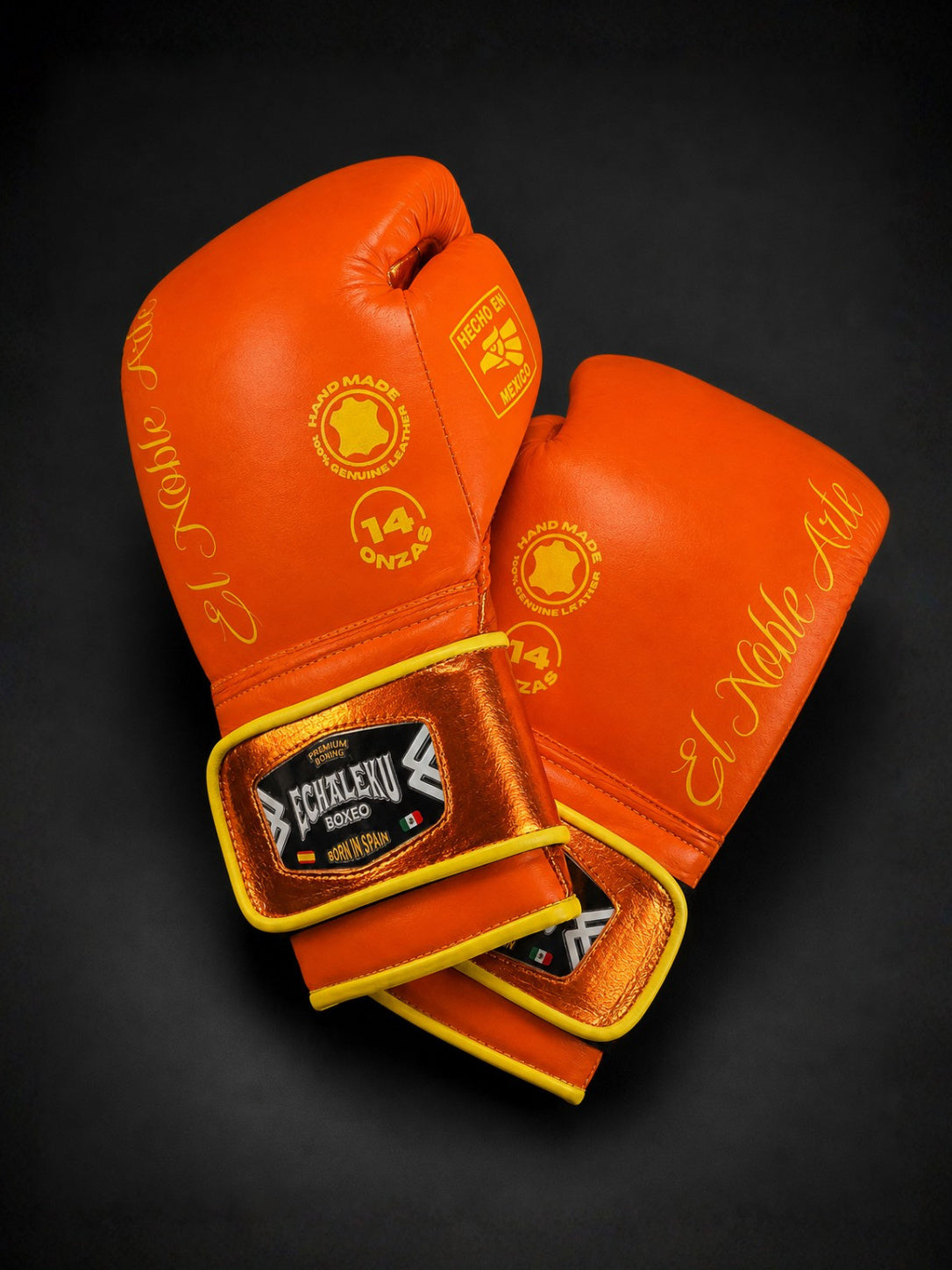 Guantes de boxeo Guanajuato Teja Coral, vista diagonal del par