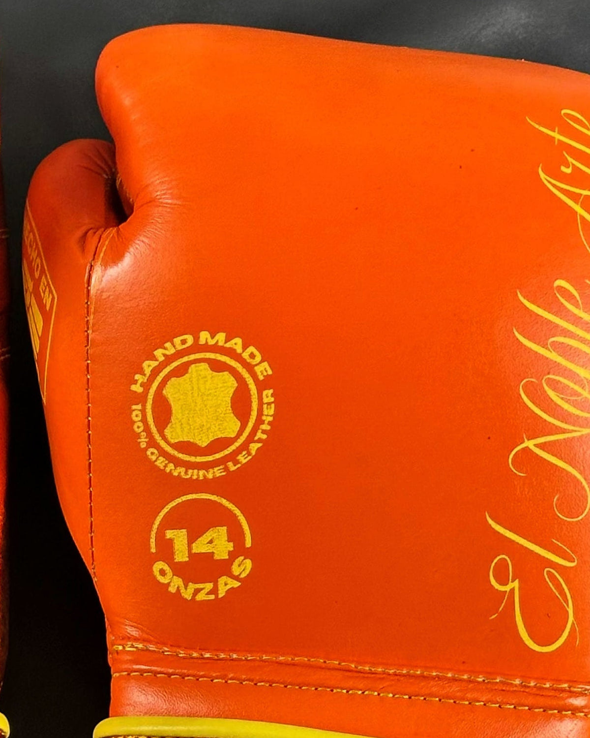 Detalle 1 de los guantes de boxeo Guanajuato Teja Coral de Echaleku Boxeo