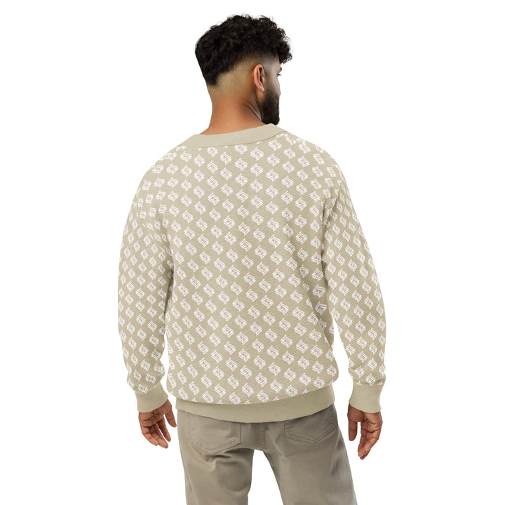 Cardigan de punto V-neck beige y blanco