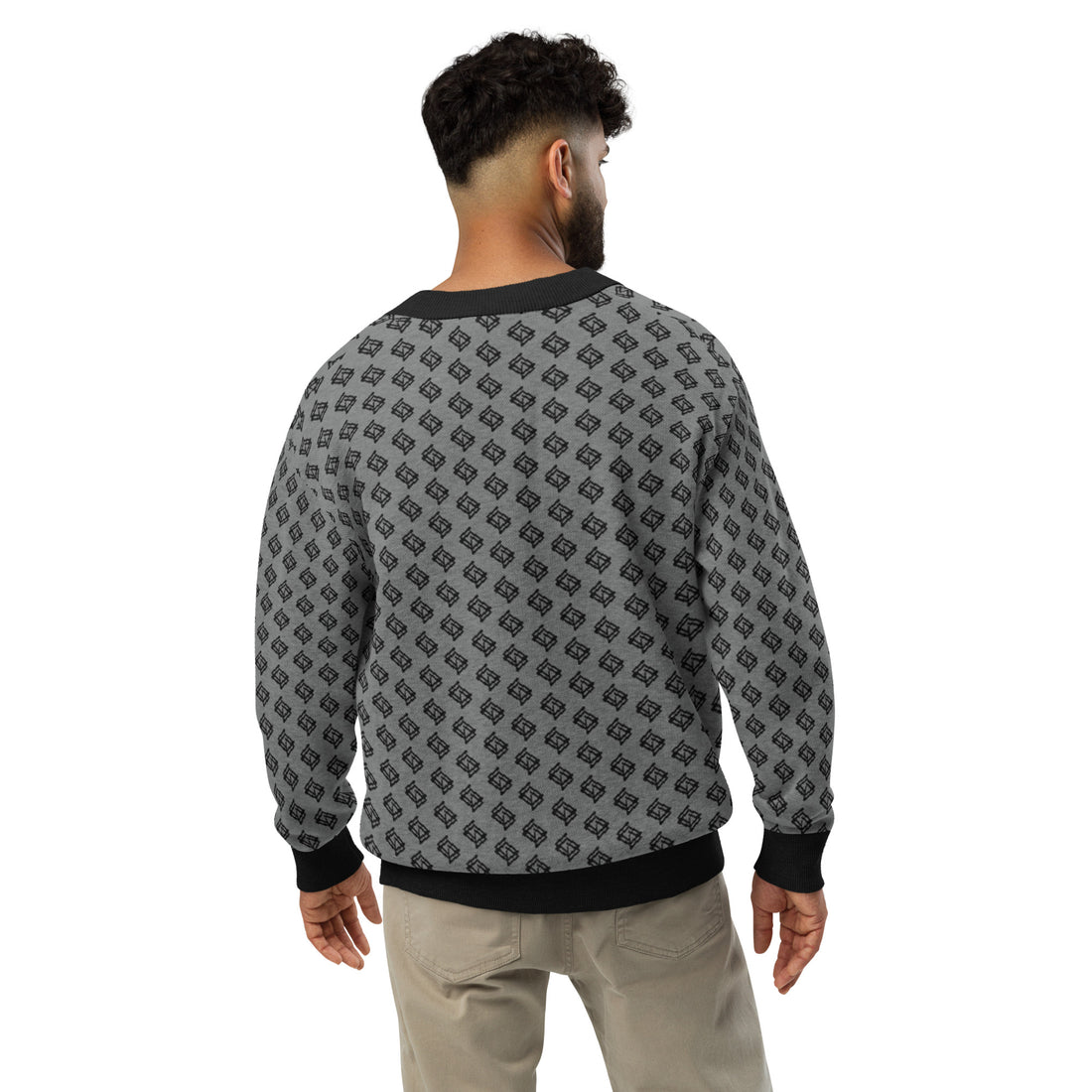 Cardigan de punto V-neck negro y gris