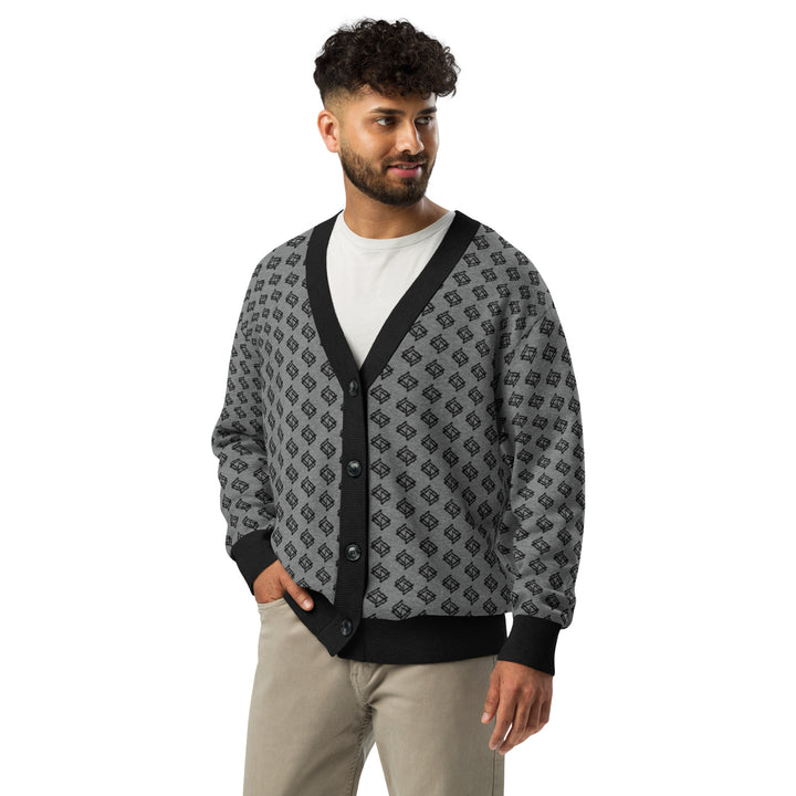 Cardigan de punto V-neck negro y gris