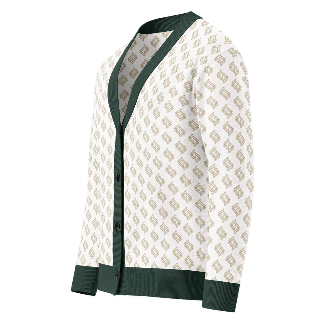 Cárdigan de punto V-neck blanco y verde