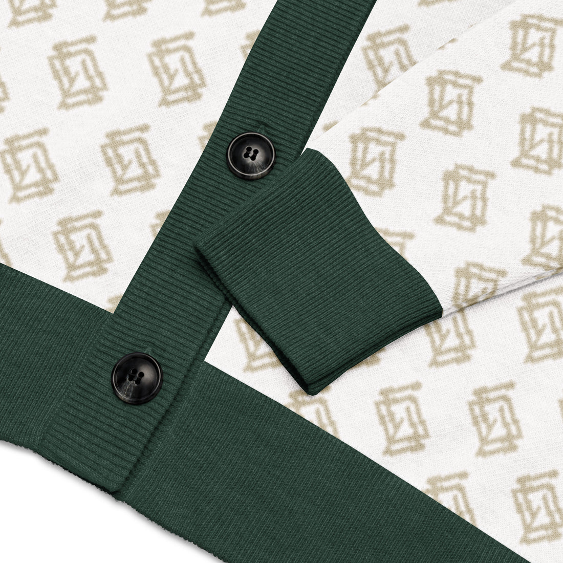 Cárdigan de punto V-neck blanco y verde