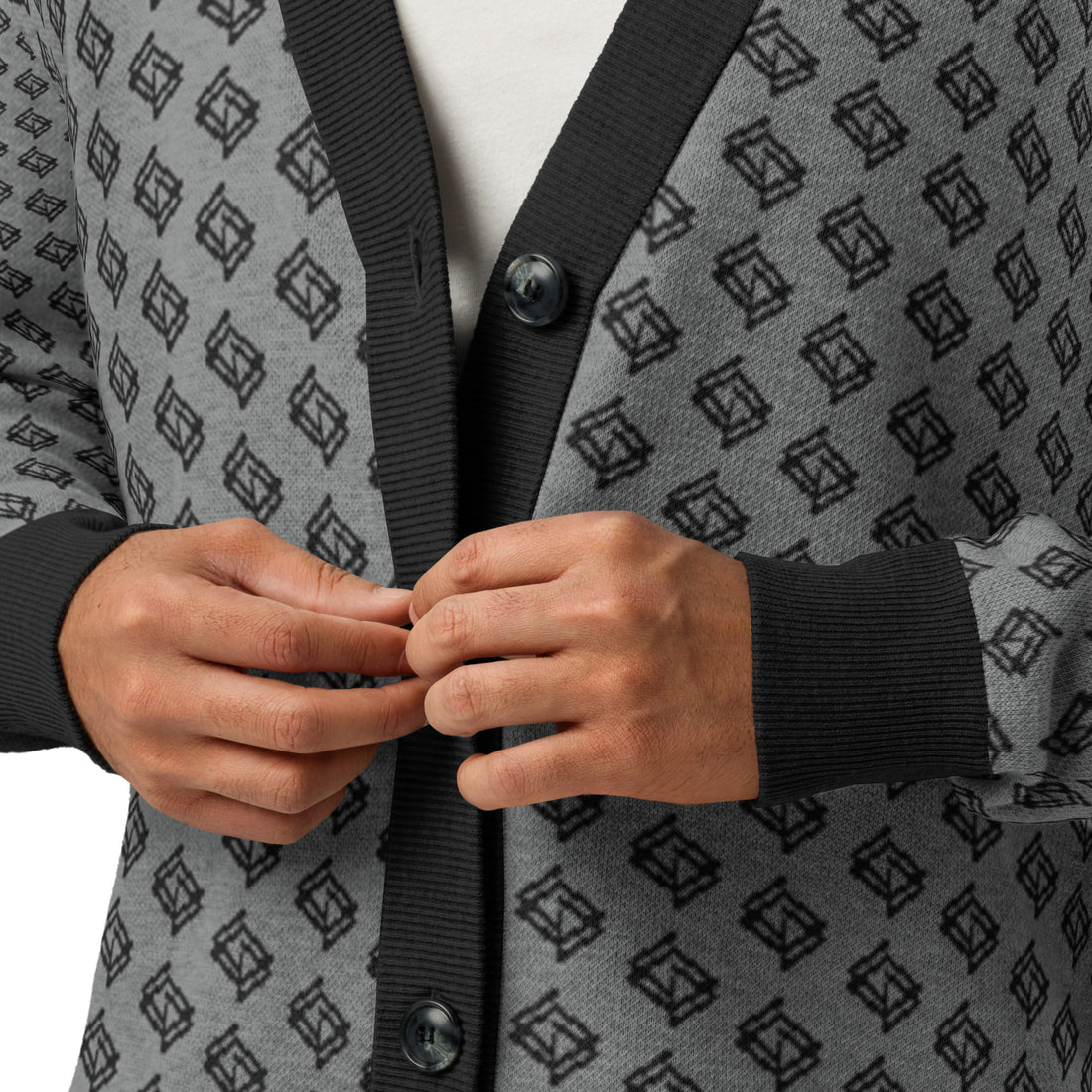 Cardigan de punto V-neck negro y gris