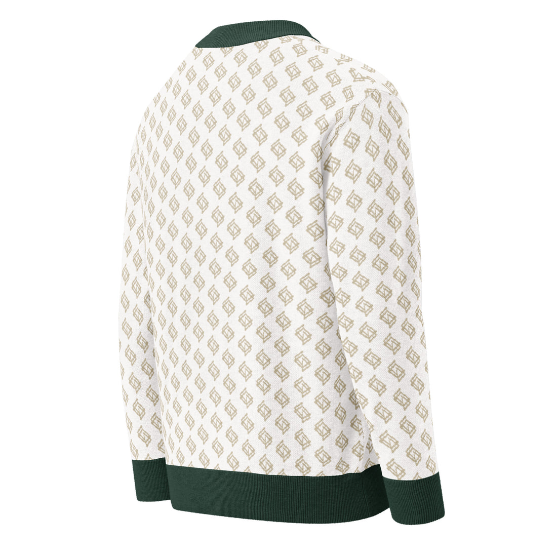 Cárdigan de punto V-neck blanco y verde