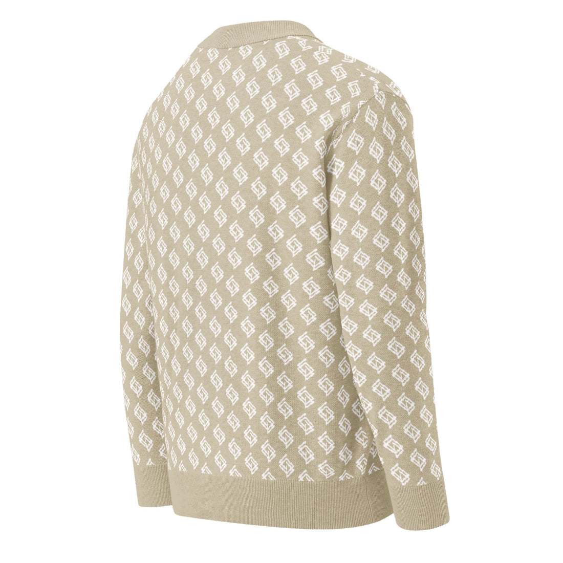 Cardigan de punto V-neck beige y blanco