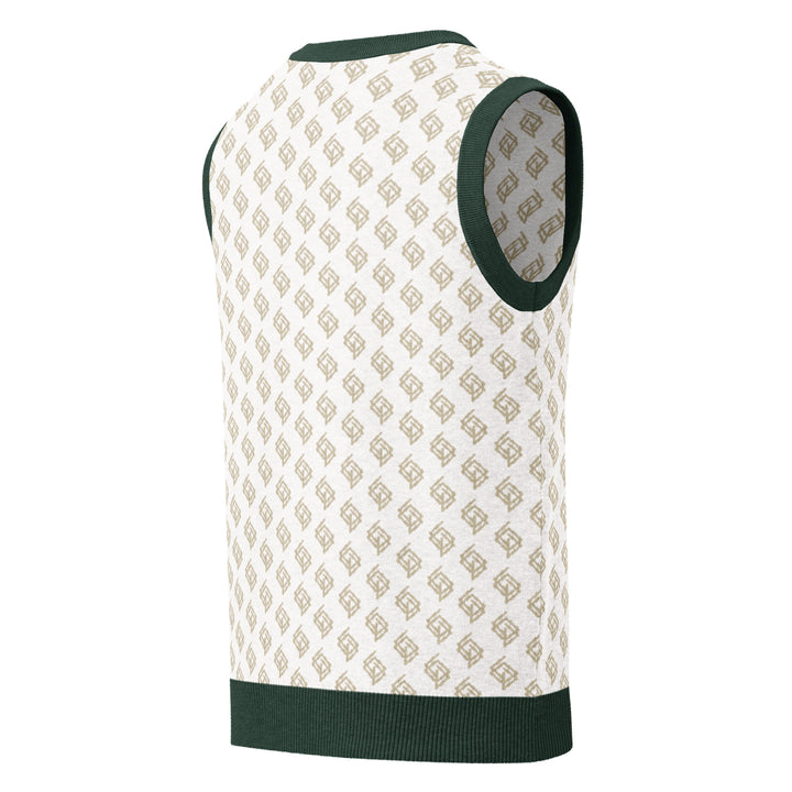 Suéter de punto V-neck blanco y verde