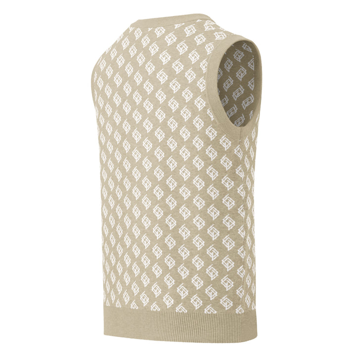 Suéter de punto V-neck beige y blanco
