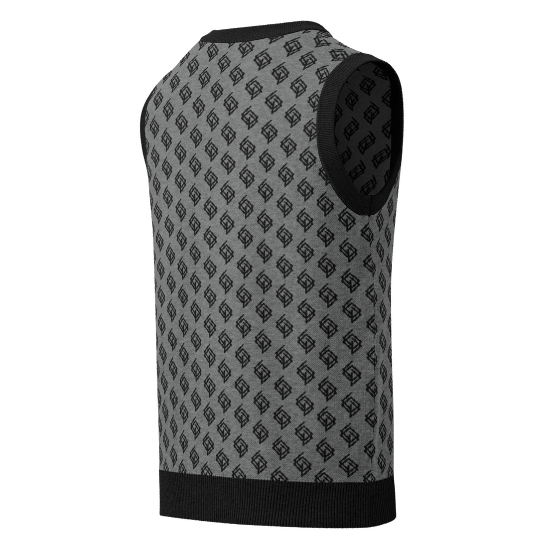 Suéter de punto V-neck negro y gris