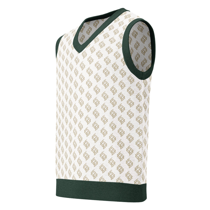 Suéter de punto V-neck blanco y verde