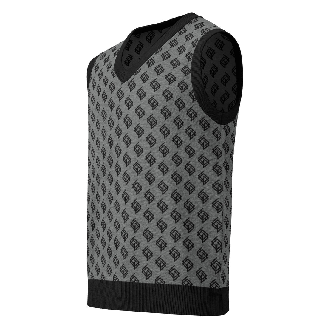 Suéter de punto V-neck negro y gris