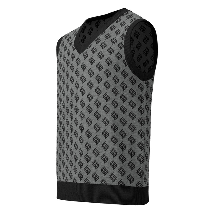 Suéter de punto V-neck negro y gris