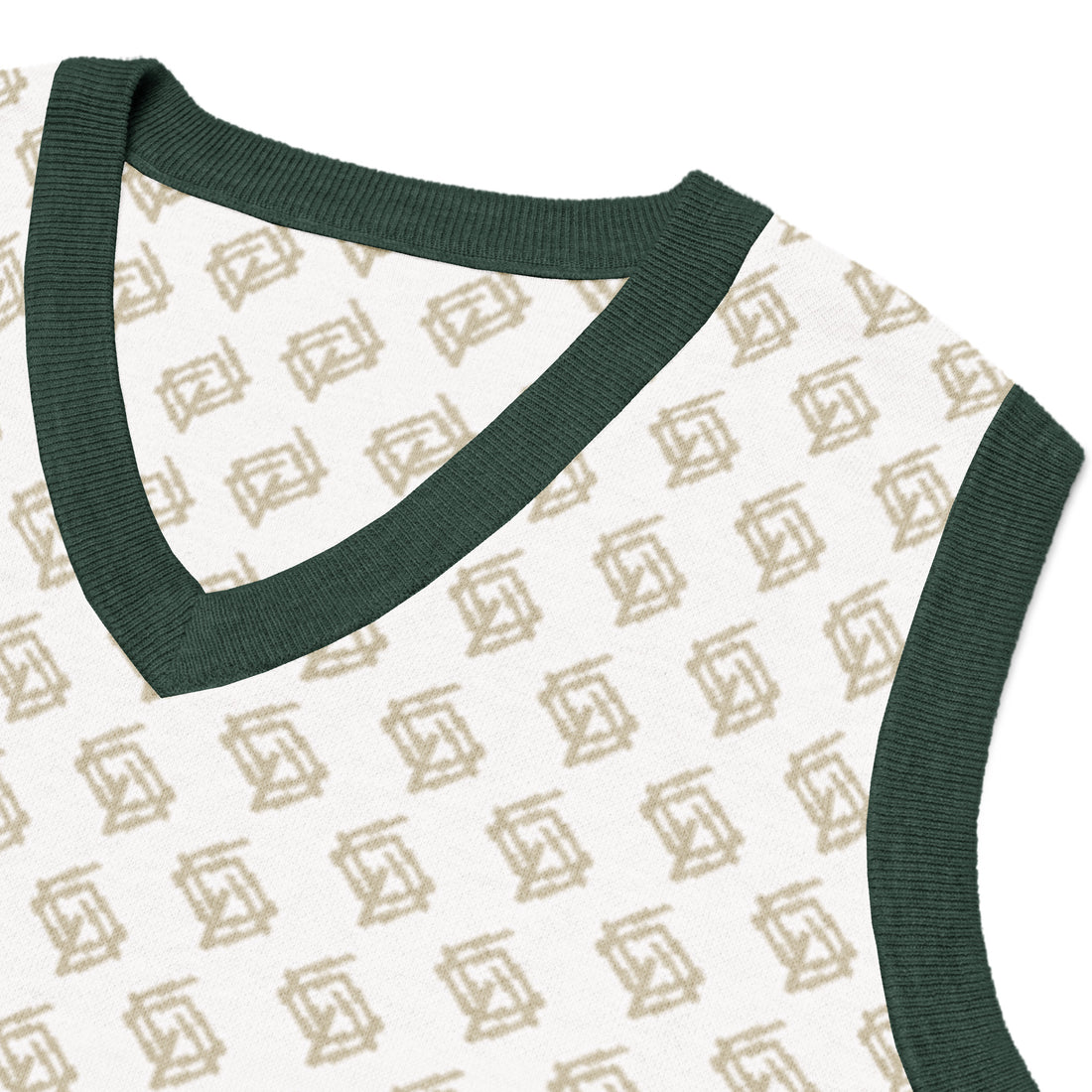 Suéter de punto V-neck blanco y verde