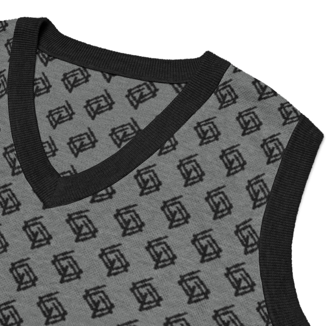 Suéter de punto V-neck negro y gris