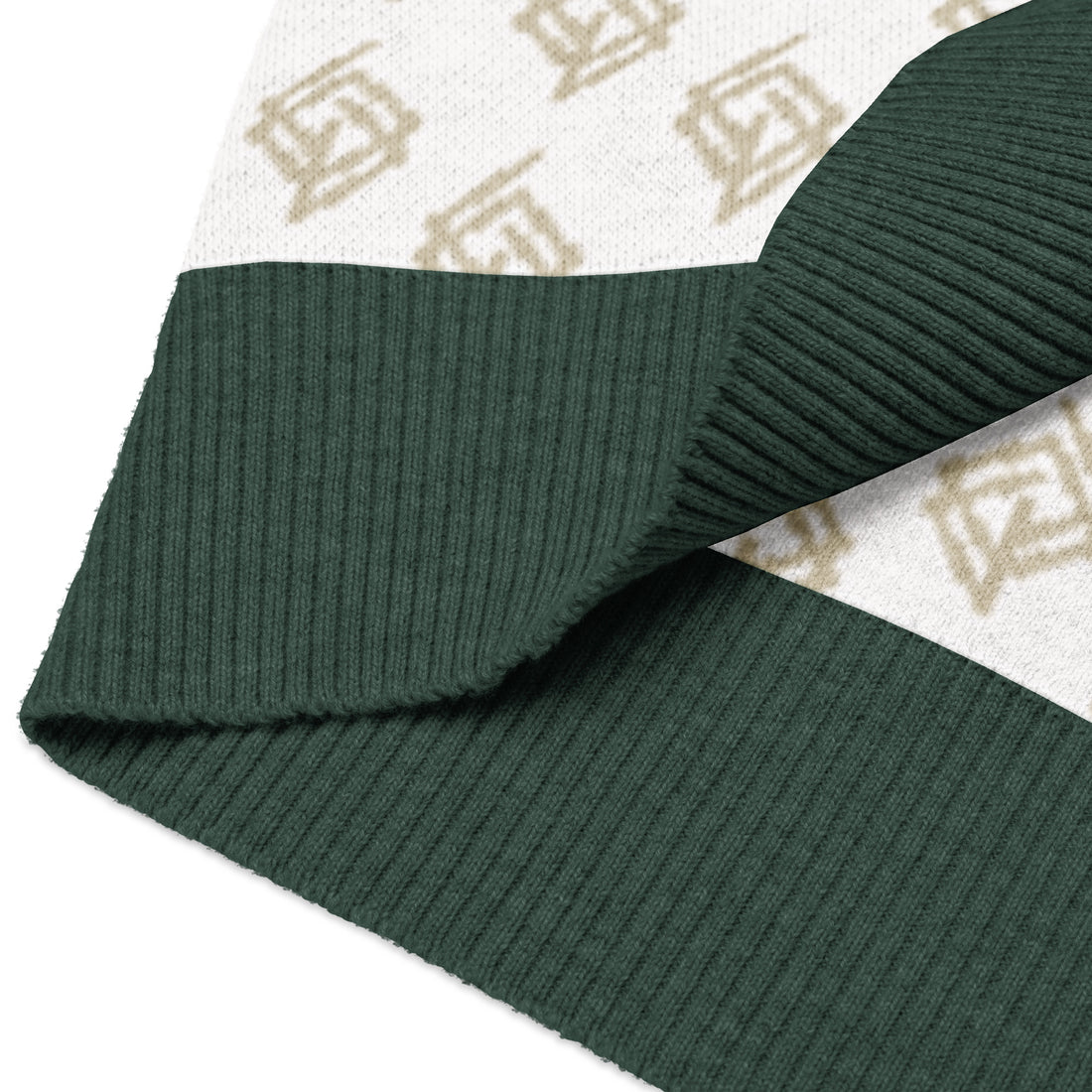Suéter de punto V-neck blanco y verde