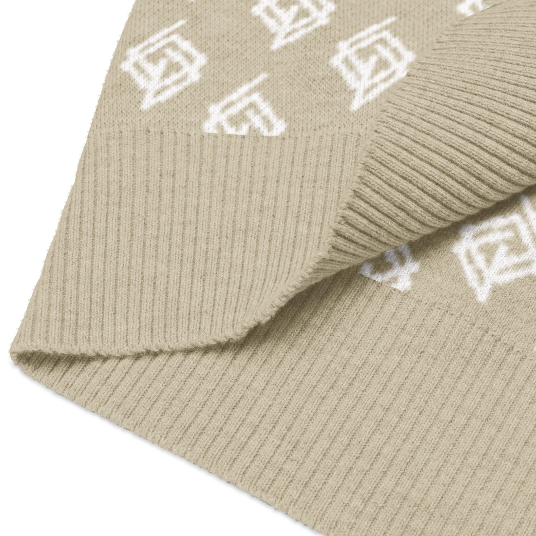 Suéter de punto V-neck beige y blanco