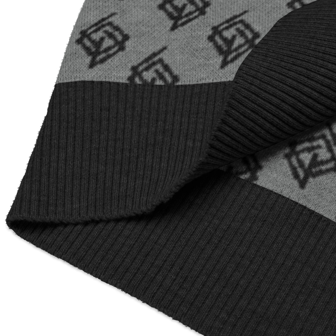 Suéter de punto V-neck negro y gris