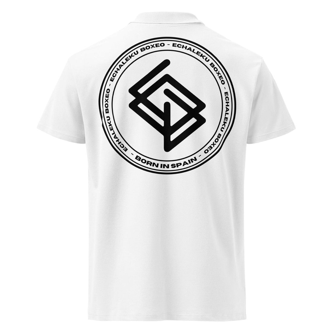 Polo algodón premium UNISEX Casual Blanco y negro. Logo frontal bordado
