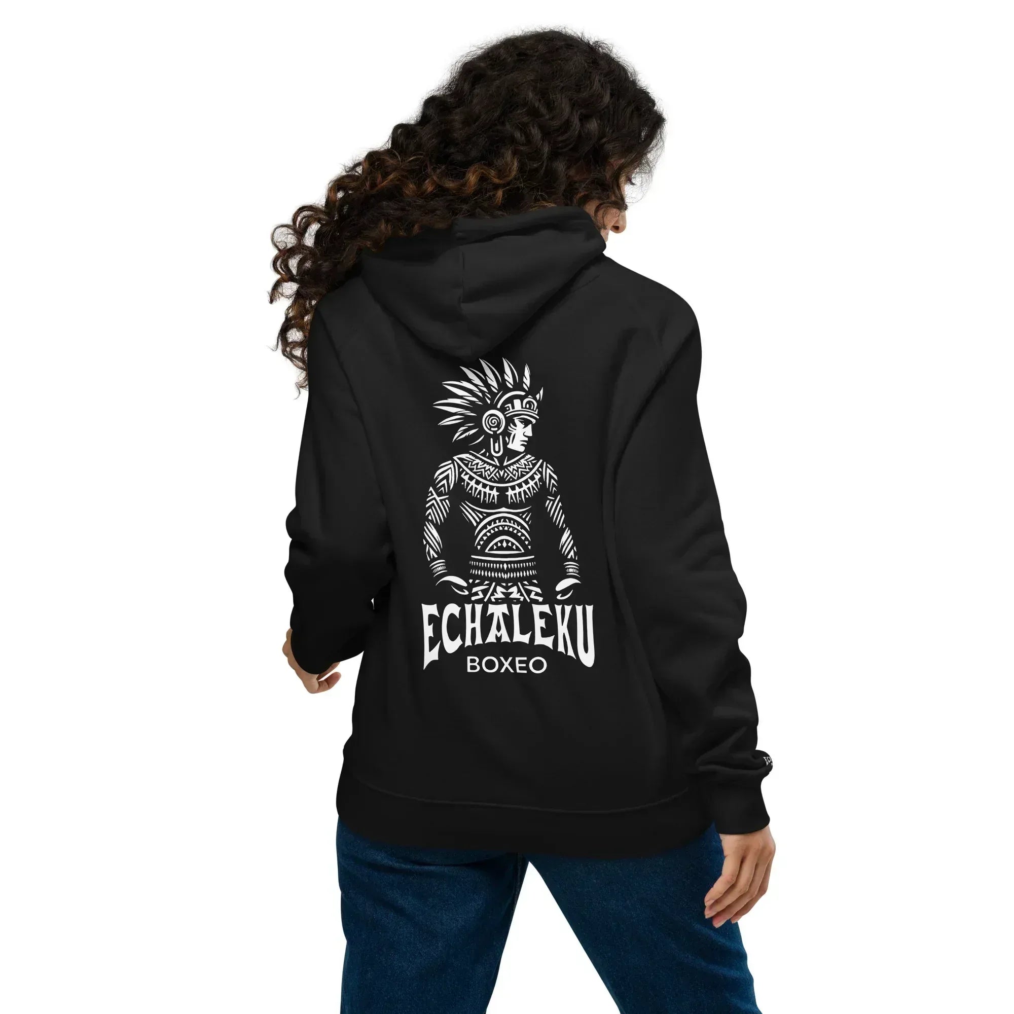 Sudadera Bordada Capucha Unisex Indio Mexicano Boxeador - Echaleku Boxeo