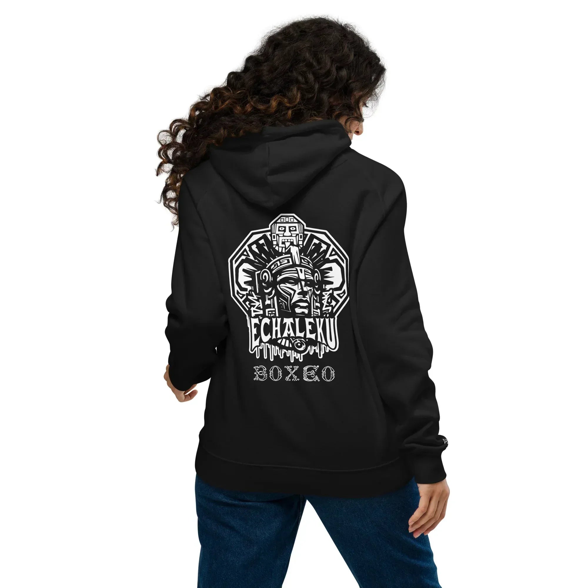 Sudadera Bordada Capucha Unisex Cabeza Indio Mexicano - Echaleku Boxeo