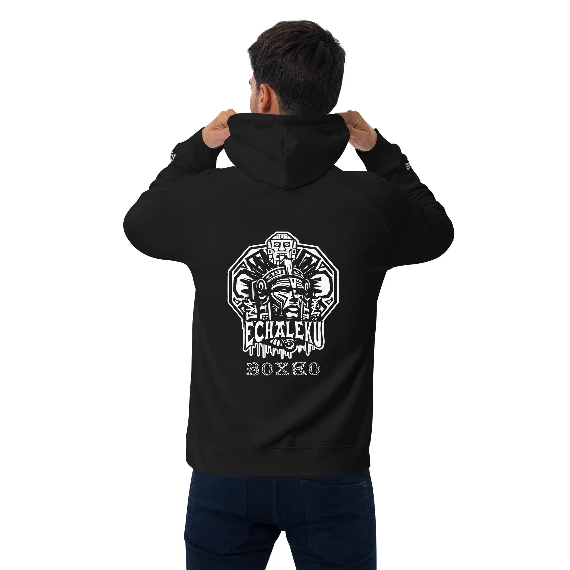 Sudadera Bordada Capucha Unisex Cabeza Indio Mexicano - Echaleku Boxeo