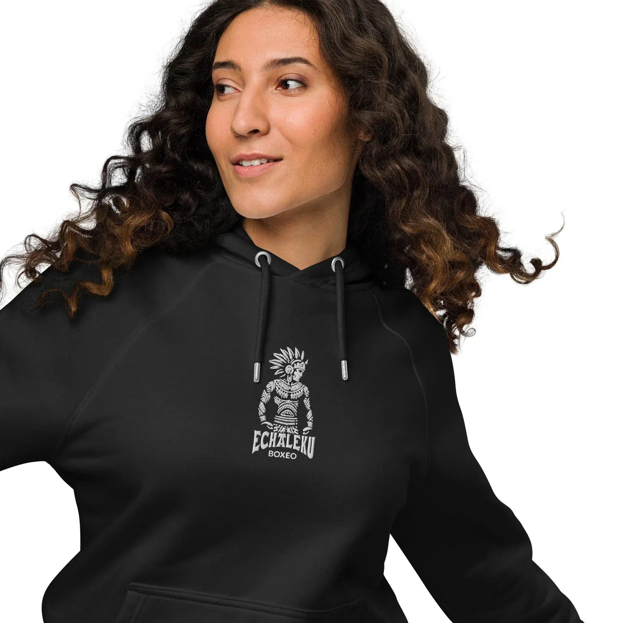 Sudadera Bordada Capucha Unisex Indio Mexicano Boxeador - Echaleku Boxeo