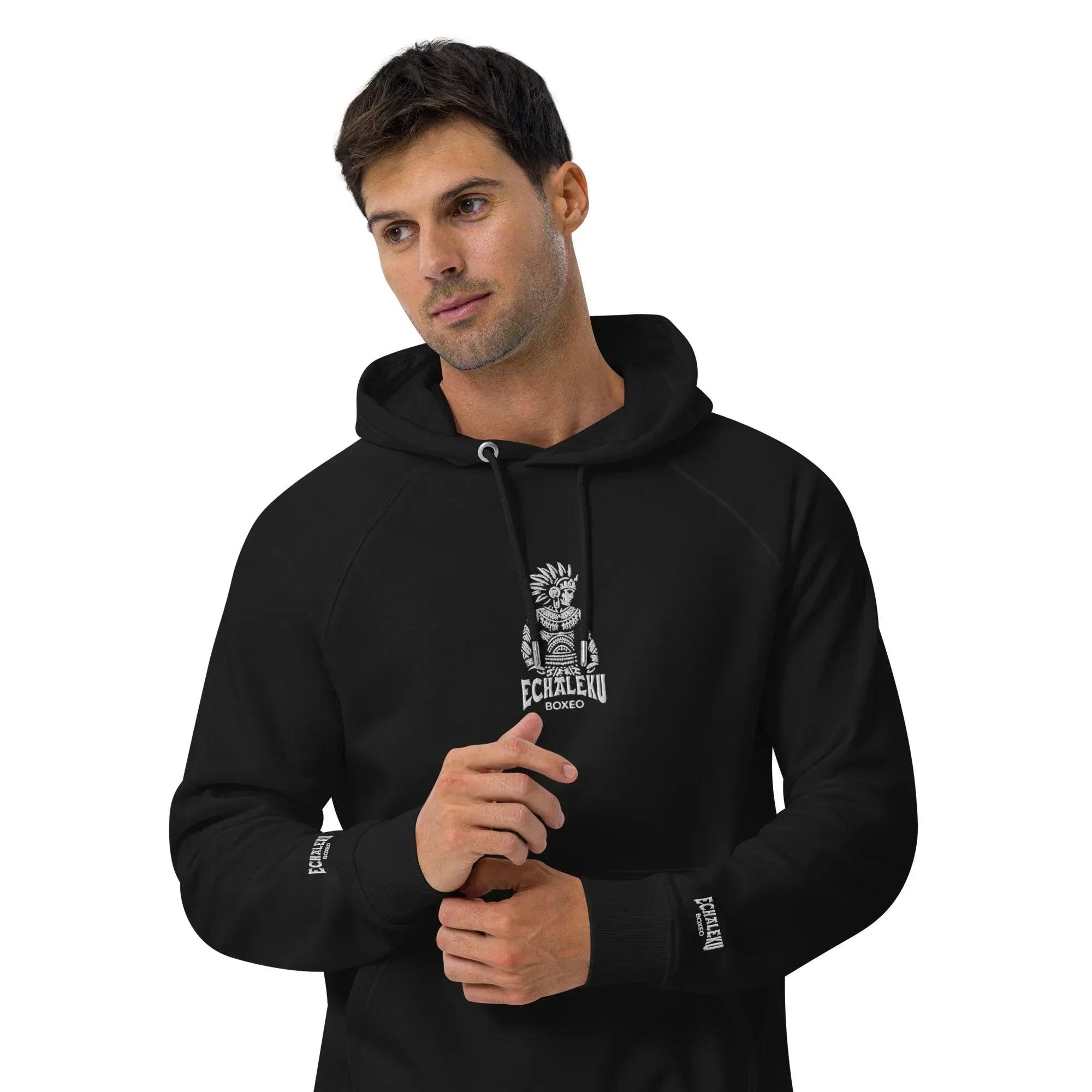 Sudadera Bordada Capucha Unisex Indio Mexicano Boxeador - Echaleku Boxeo
