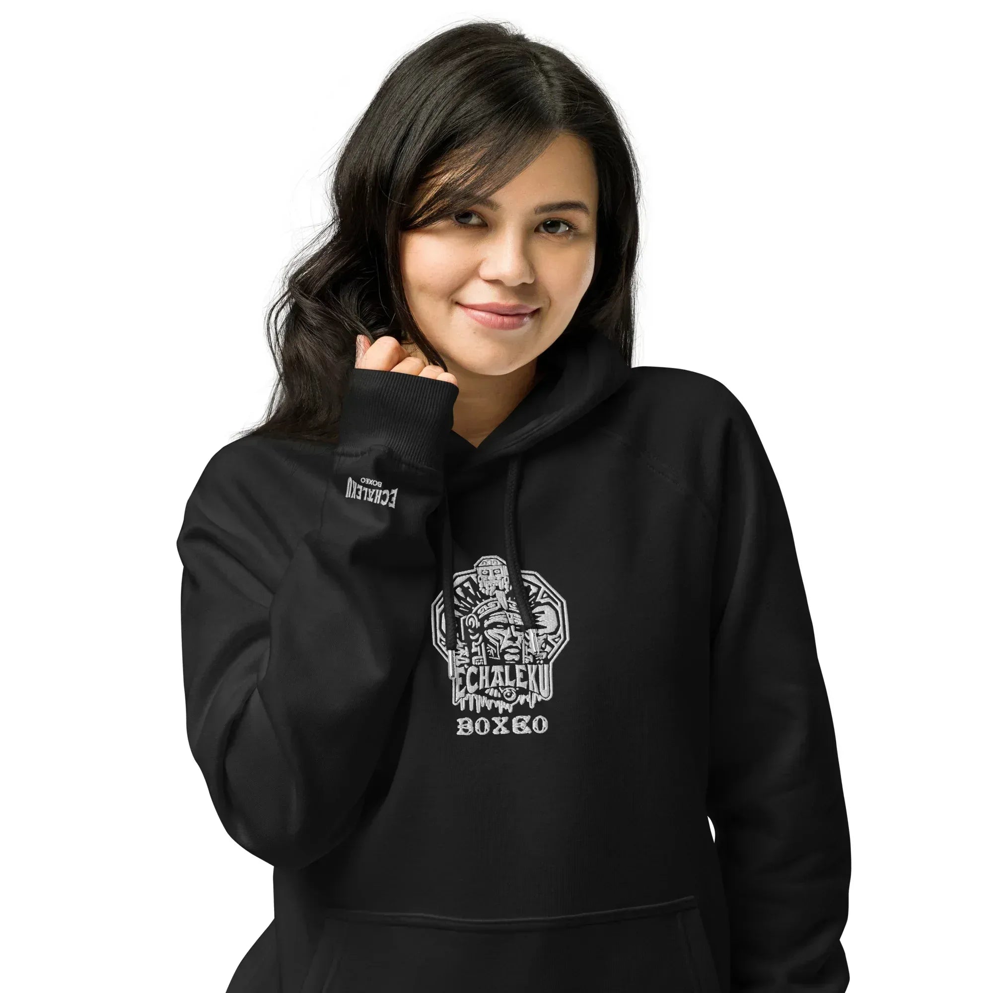 Sudadera Bordada Capucha Unisex Cabeza Indio Mexicano - Echaleku Boxeo