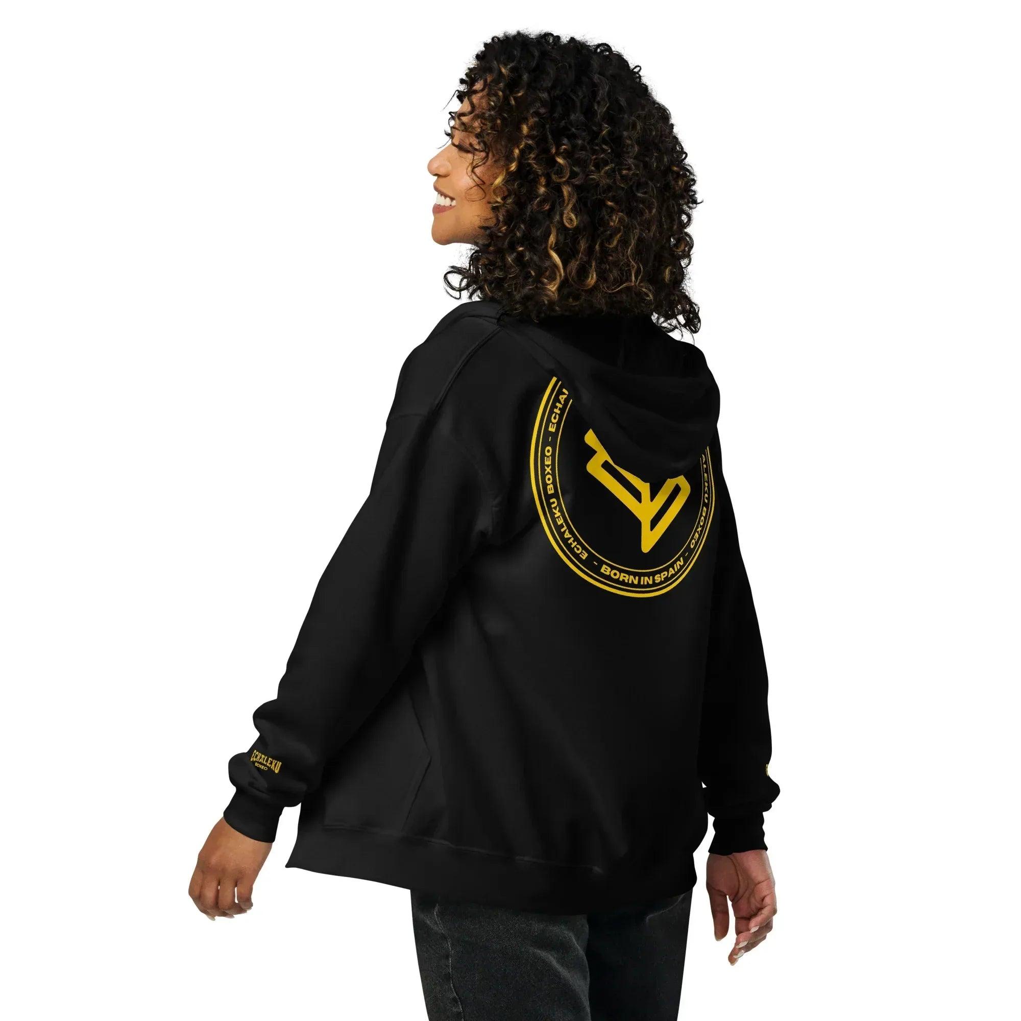 Sudadera Bordada Capucha Cremallera Unisex Echaleku Boxing Team Gold - Echaleku Boxeo