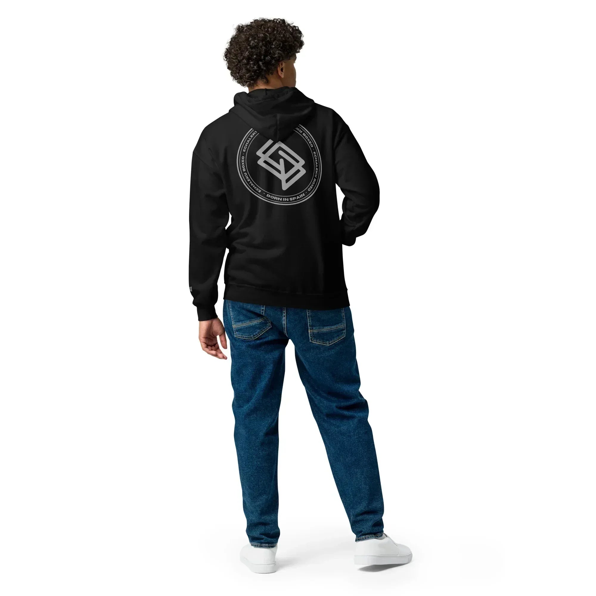 Sudadera Bordada Capucha Cremallera Unisex Echaleku Boxing Team Silver - Echaleku Boxeo