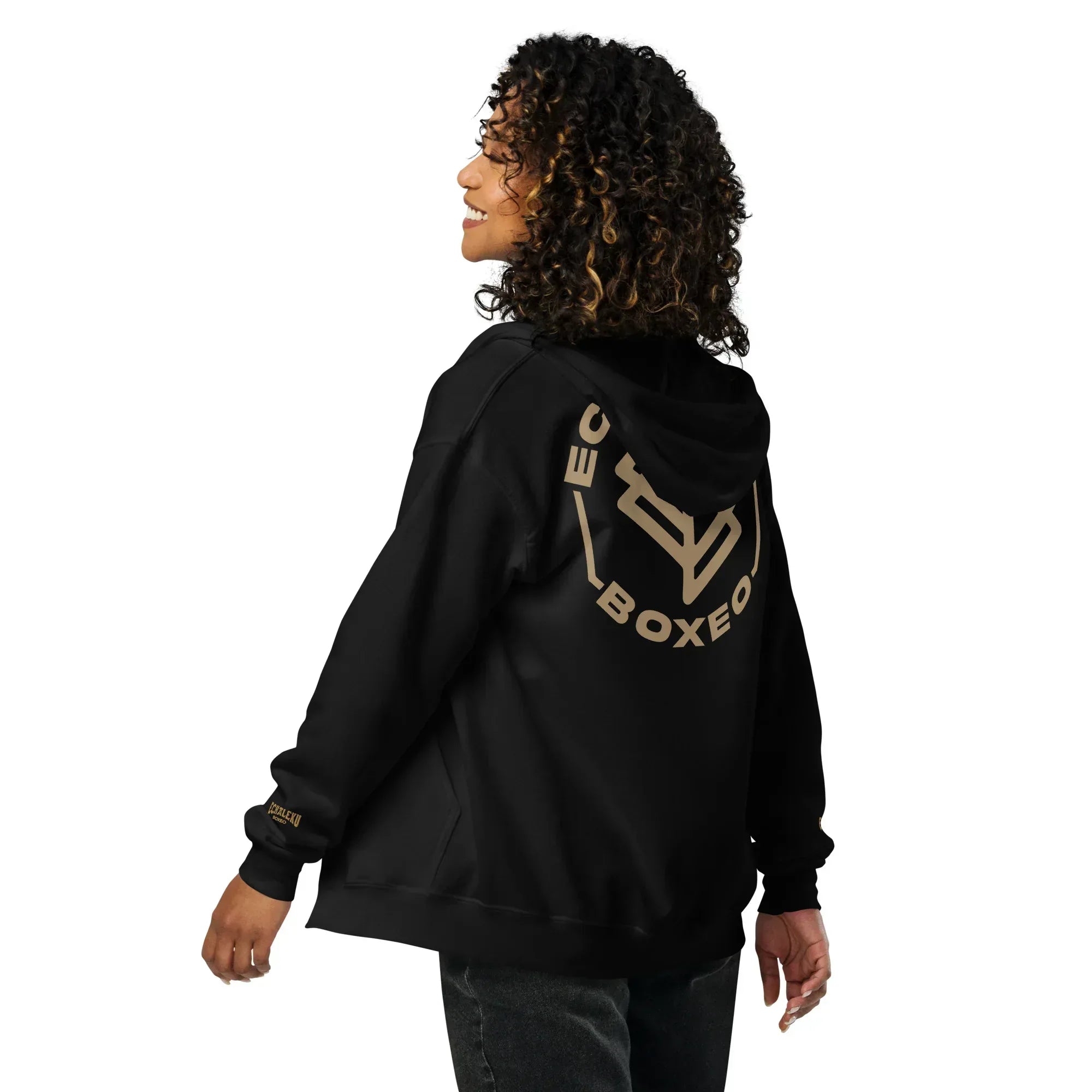 Sudadera Bordada Capucha Cremallera Unisex Logo Ring - Echaleku Boxeo
