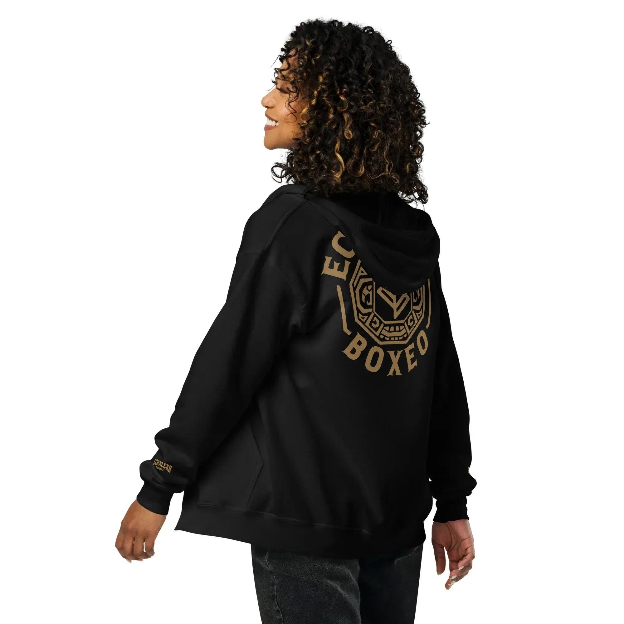 Sudadera Bordada Capucha Cremallera Unisex Logo Ring México - Echaleku Boxeo