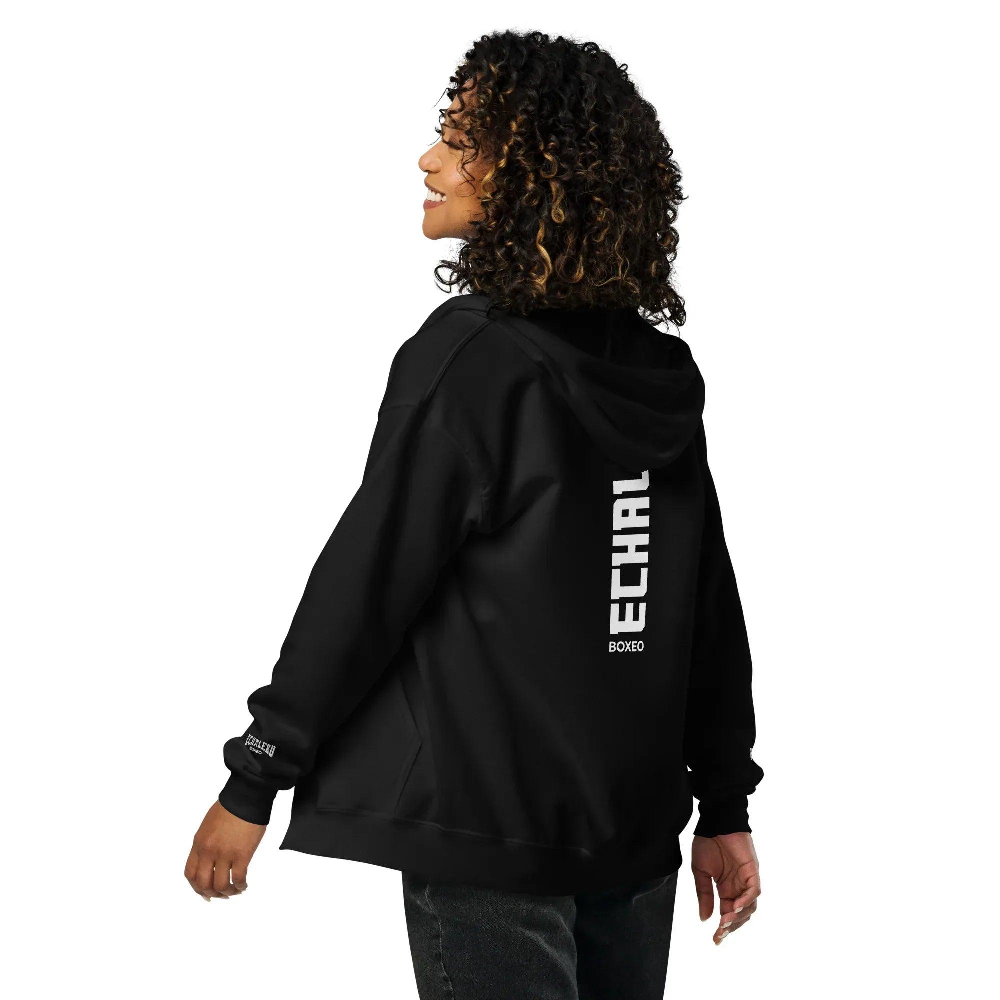 Sudadera Bordada Capucha Cremallera Unisex Vertical - Echaleku Boxeo